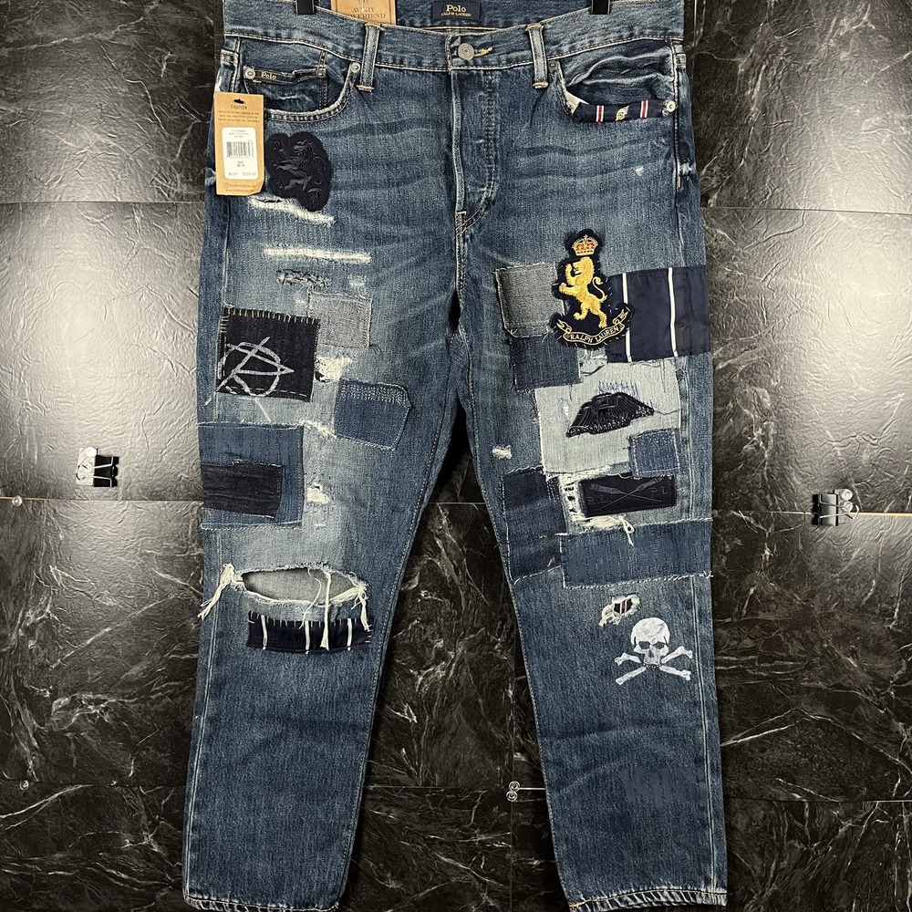 Polo Ralph Lauren Women's Vtg Embroidered Patchwork Avery Jean 30 R -New